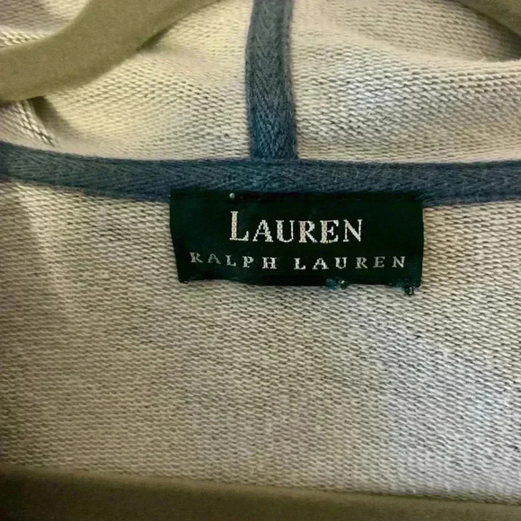 🩵Lauren Ralph Lauren Blue Hooded Sweatshirt w/Front Pockets & White Stitching🩵 - Picture 11 of 14